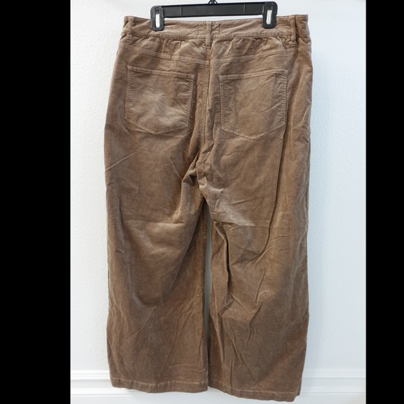 Paige Anessa Patch Pocket Wide Leg Corduroy Pants BROWN - Picture 6 of 8